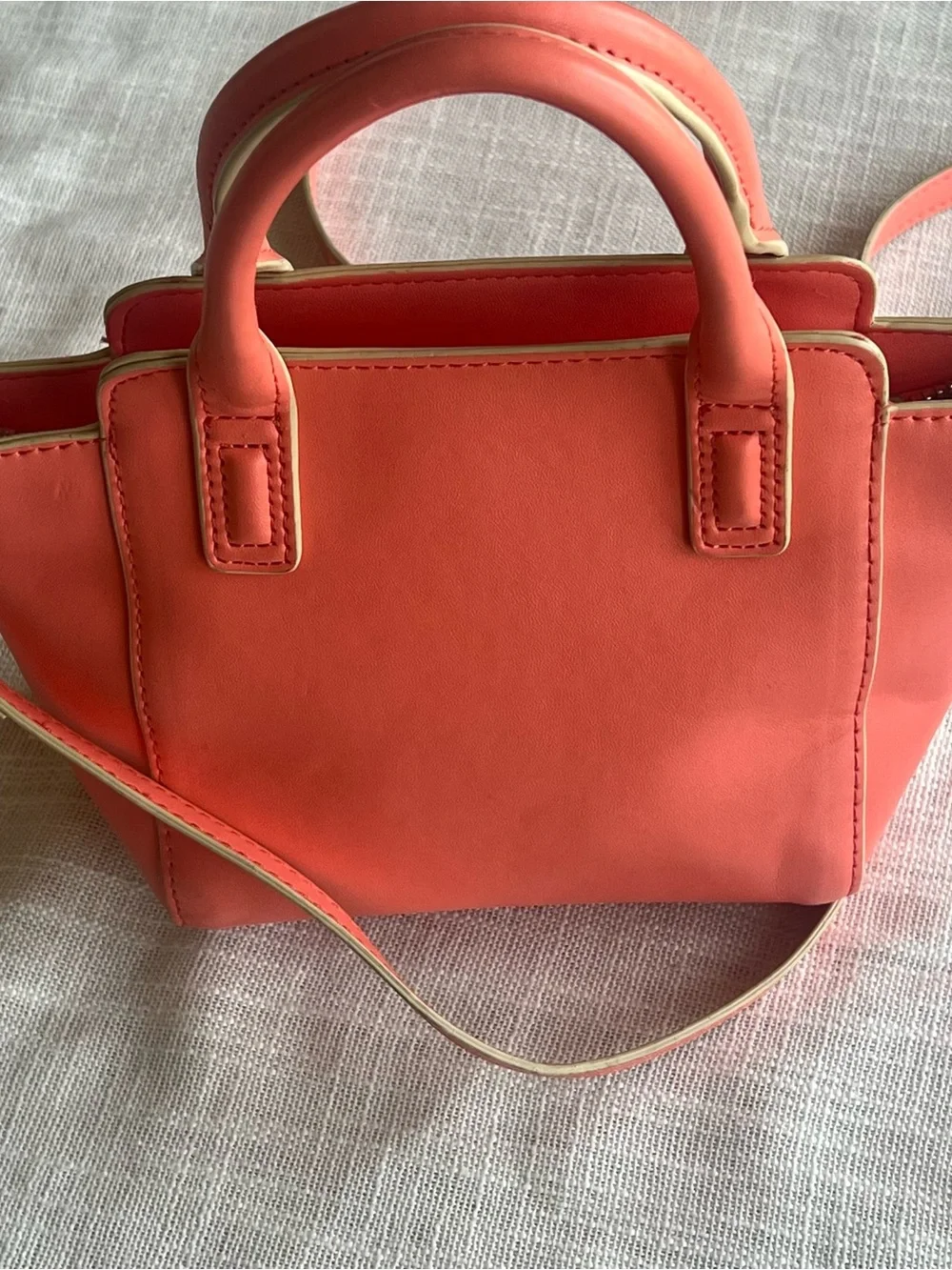 Vera Bradley Coral Faux Leather Satchel Crossbody Purse Bag